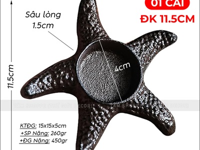 Đế nến gang sao biển ĐK 11.5cm DENEN-07